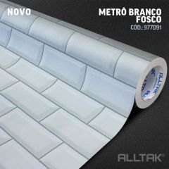 Vinil Adesivo Metrô Quadricula Branco Fosco - 1,22m