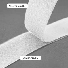 Rolo Velcro 2,5cm - Com Adesivo - Macho e Fêmea - Branco